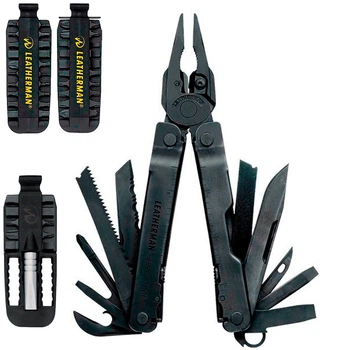 Набір Мультитул Leatherman Super Tool 300 Black 831151+Перехідник під біти + Комплект біт Bit Kit 2 половини