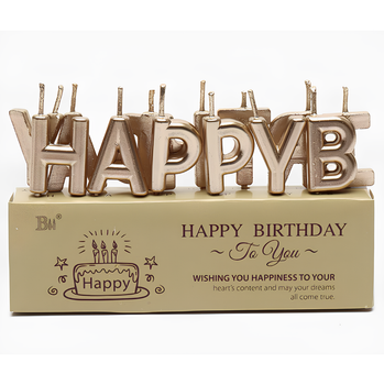 Свічки У Торт HAPPY BIRTHDAY Хром Шампань