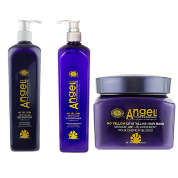 Набор для нейтрализации желтого пигмента волос Angel Professional шампунь 500 мл, кондиционер 500 мл и маска 500 мл