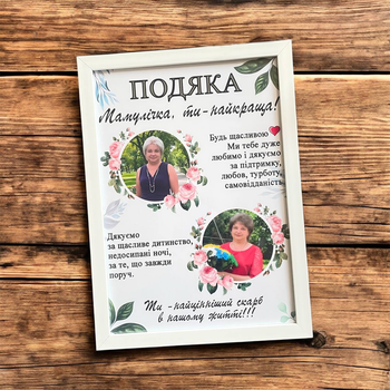 Фоторамка з індивідуальним дизайном та фото | Подяка "Мамулічка, ти найкраща", подрузі, мамі, вчительці