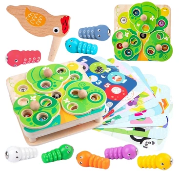 Гра на спритність Tooky Toy дерев'яна Дістань черв'ячків 2в1 (TP526) (6976831553555)