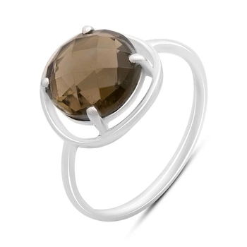 Серебряное кольцо с натуральным раухтопазом (дымчатым кварцем) 3.425ct, вес изделия 2,29 гр (2207276)