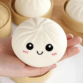 Игрушка 10 см большой сквиш белый пельмень Dumpling, Mystery Dumpring, Squishies Dumpling