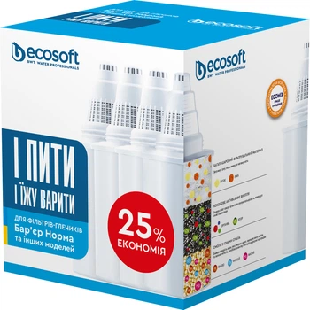 Набір картриджів Ecosoft для фільтрів-глечиків Бар'єр 4 шт (4820056807813) ($OJ438216) - Уцінка