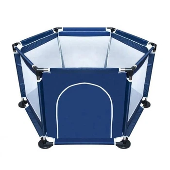 Детский манеж Malatec 126х109х65,5 см черный складной игровой с сетчатыми стенками безопасный легкий из ткани Oxford 210D и с металлическим каркасом для дома и путешествий синий
