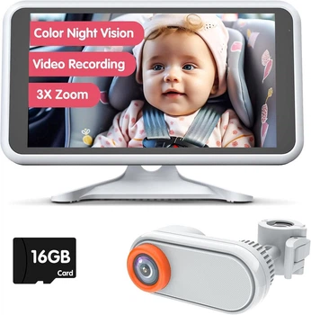 Камера, LUCKVIEW BM3, Белый, для детского автокресла, 5.2" 1080p, цветное ночное видение, 3x, 16GB TF, 360°