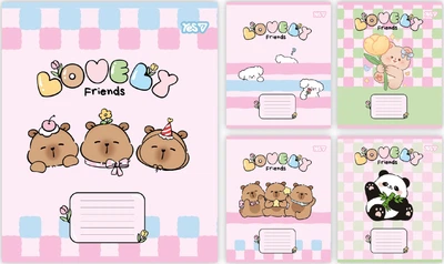 Набор тетрадей ученических Yes Lovely Friends А5 12 листов Косая линия 25 шт (4823133108070)