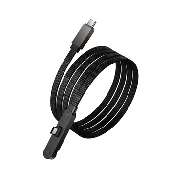 Кабель Hoco U150 Type-C - Type-C PD60W (3A) 1.2м нейлоновый для быстрой зарядки с боковым штекером и подставкой Black