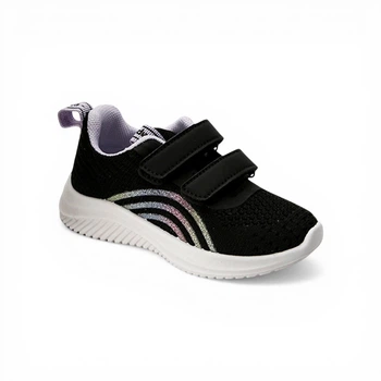 Детские текстильные кроссовки для девочек Apawwa (Z2415P black-purple), Черный 22