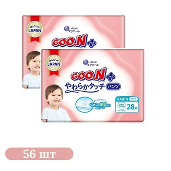 Детские подгузники-трусики 56 шт Goo.N Plus размер ХXL (13-25 кг)