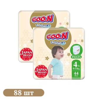Детские подгузники-трусики 88 шт Goo.N Premium Soft размер 4(L) (9-14 кг)