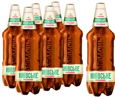 Упаковка пива Київське Розливне Оболонь світле фільтроване 3.8% 1.95 л х 6 шт. (14820193032281_4820193032284)