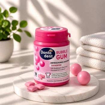 Жувальна гумка Dontodent Bubble Gum без цукру, з ксилітом 69% (смак жуйки), 25 шт