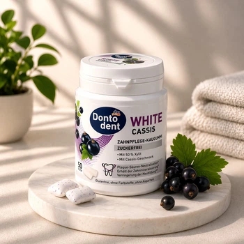 Жевательная резинка Dontodent White Cassis с ксилитом, без сахара, вкус черной смородины, 50 шт