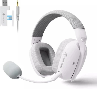 ATTACK Shark L80 Wireless – Игровые беспроводные наушники с Bluetooth 5.3, 2.4G, 7.1 Surround Sound, 40мм динамики, до 35 часов работы, съемный микрофон, RGB подсветка White