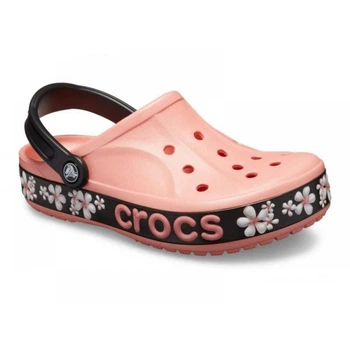 Крокси жіночі сабо Crocs Bayaband Melon/Floral 40 коралові