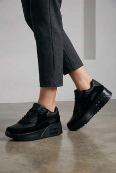 Кроссовки женские Fashion черные на высокой платформе 347290_39 (25 см)