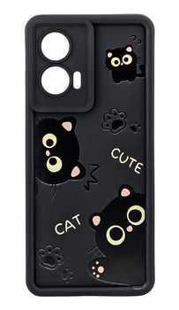 Чехол Shock Case Print для Motorola Edge 50 Fusion бампер силиконовый черный с рисунком Cat