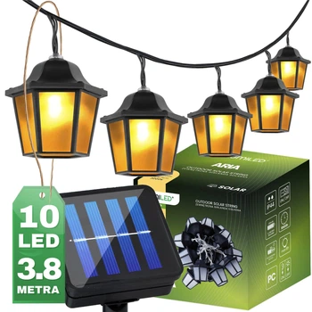 Декоративна сонячна гірлянда Lumiled Aria — 10 LED-ліхтариків, довжина 3,8 м, тепле біле світло 3000 K, IP44, вбудований датчик сутінків, акумулятор Li-ion 300 mAh