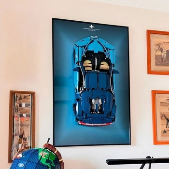 Рамка на стіну для конструктора 80x50 см Арт тримач LEGO Technic Bugatti Chiron (42083) Бугатті Широн