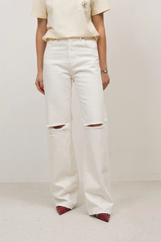 ДЖИНСИ WIDE LEG МОЛОЧНИЙ З ПОТЕРТОСТЯМИ WL615 2603105392136 36 Молочний