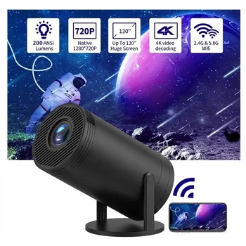 Портативний 4K UHD міні-проектор з підтримкою Wi-Fi Bluetooth, Android 12 Magcubic HY300 Чорний