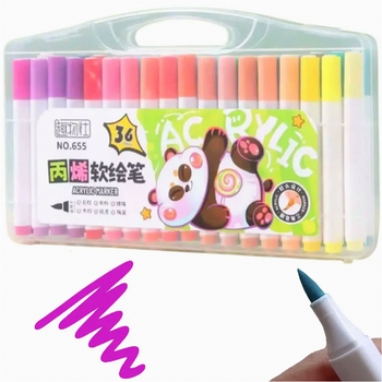 Акварельные маркеры 36 шт акриловые для рисования в пластиковом кейсе Water color pen 655