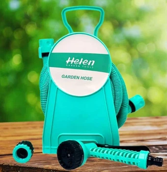 Шланг поливальний 10м з котушкою і розпилювачем з 7 режимами Helen Garden Tools шланг садовий, що розтягується