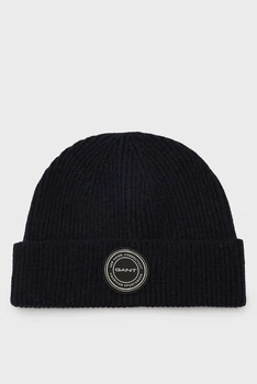 Чоловіча темно-синя вовняна шапка WOOL KNITTED BEANIE Gant OS 9911036
