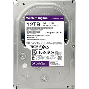 Жесткий диск 3.5' WD122PURP, 12 ТБ, SATA 3, 100 x 25 x 145 мм