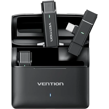 Бездротовий подвійний петличний мікрофон Vention USB-C 2-Pack Wireless Lavalier with Charging Case (NCAB0)