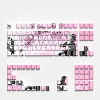 Кейкапи Sakura PBT для механічної клавіатури с притом аниме — Dye-Sub, Novelties