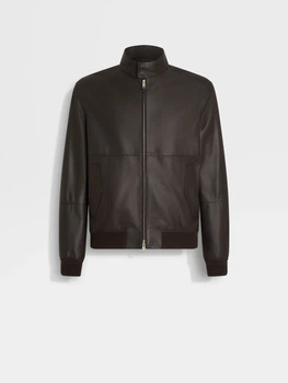 Куртка-бомбер чоловічий Zegna TF-NAPPA-BMBR-SLK-BLK-52 L коричневий