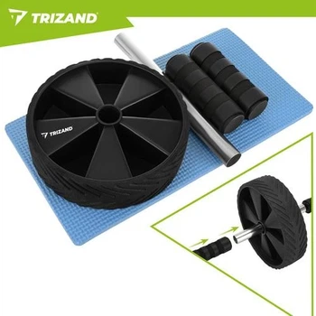 Ролик для пресса Trizand 27668 (ab wheel) с ковриком EVA, разборной, нескользящие ручки, для тренировок дома