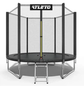 Батут детский Atleto 312 см черный с внутренней сеткой и лестницей до 150 кг (76-163-42400472)