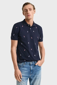 Чоловіче темно-синє поло з візерунком EMBROIDERED GRAPHIC Gant XXL 2014046