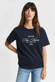 Жіноча темно-синя футболка GRAPHIC SS Gant S 4200594