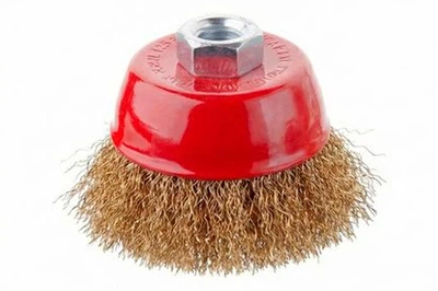 Корщітка для болгарки УШМ торцева Intertool 85мм x M14 рифлена латунь BT-1086