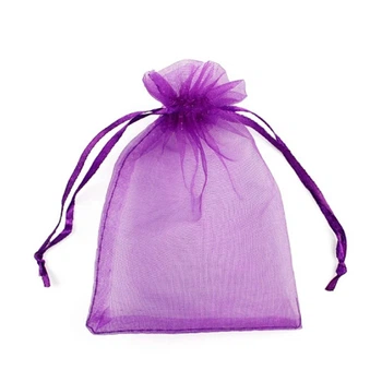 Подарунковий мішечок на затяжках з органзи 10x15см 100шт Purple (535529)
