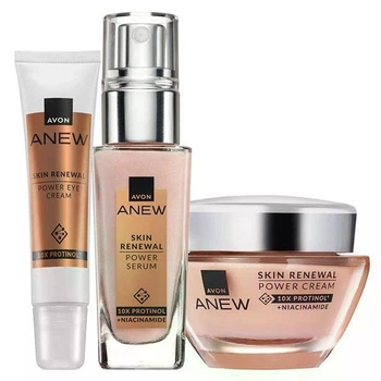 Набір Avon Anew Skin Renewal "Енергія Протинолу" 3-в-1 сироватка/крем для обличчя/крем для шкіри навколо очей 50/30/15 мл