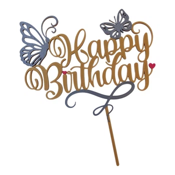 Декоративна табличка топпер для торта Happy Birthday 001