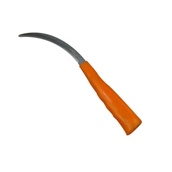 Нож-серп садовый из нержавеющей стали с пластиковой ручкой 26.5 см. Оранжевый
