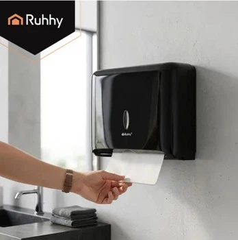Диспенсер для бумажных полотенец Ruhhy 27714, черный, настенный