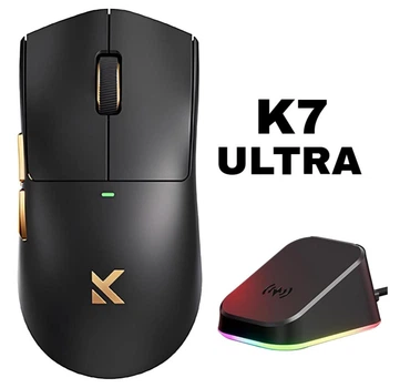 Ігрова Мишка MCHOSE K7 Black 8000Hz із Зарядною Док-Станцією. Безпровідна Трирежимна 2.4G/Bluetooth/Кабель, PAW3950 42000 DPI, 59грам, Ультралегка. Батарея 120 годин. Win/Mac