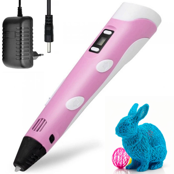 3D-ручка с пластиковым корпусом от сети с дисплеем +10 трафаретов 3DPEN-2 (см11835)