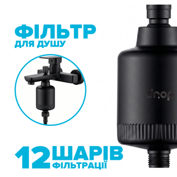 Фильтр для душа DROP PURE-BOX/DUAL-MAX-B с Витамином С и нормализацией pH с 2 насадками черный