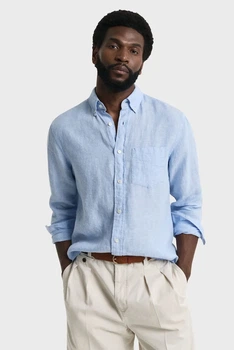 Чоловіча блакитна лляна сорочка REG LINEN SHIRT Gant XL 3250076