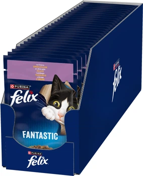 Упаковка влажного корма для котов Purina Felix Fantastic с ягненком в желе 26 шт по 85 г (7613039838976)