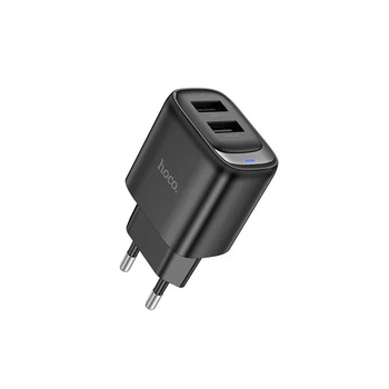 Зарядний блок живлення 2xUSB HOCO C141A Smart 5 V 2.1 A чорний