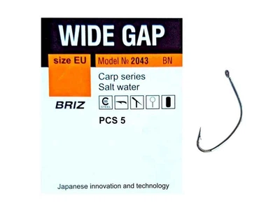 Гачок для мирної риби BRIZ Wide Gap-carp №4 (5 шт/уп) 2043BN